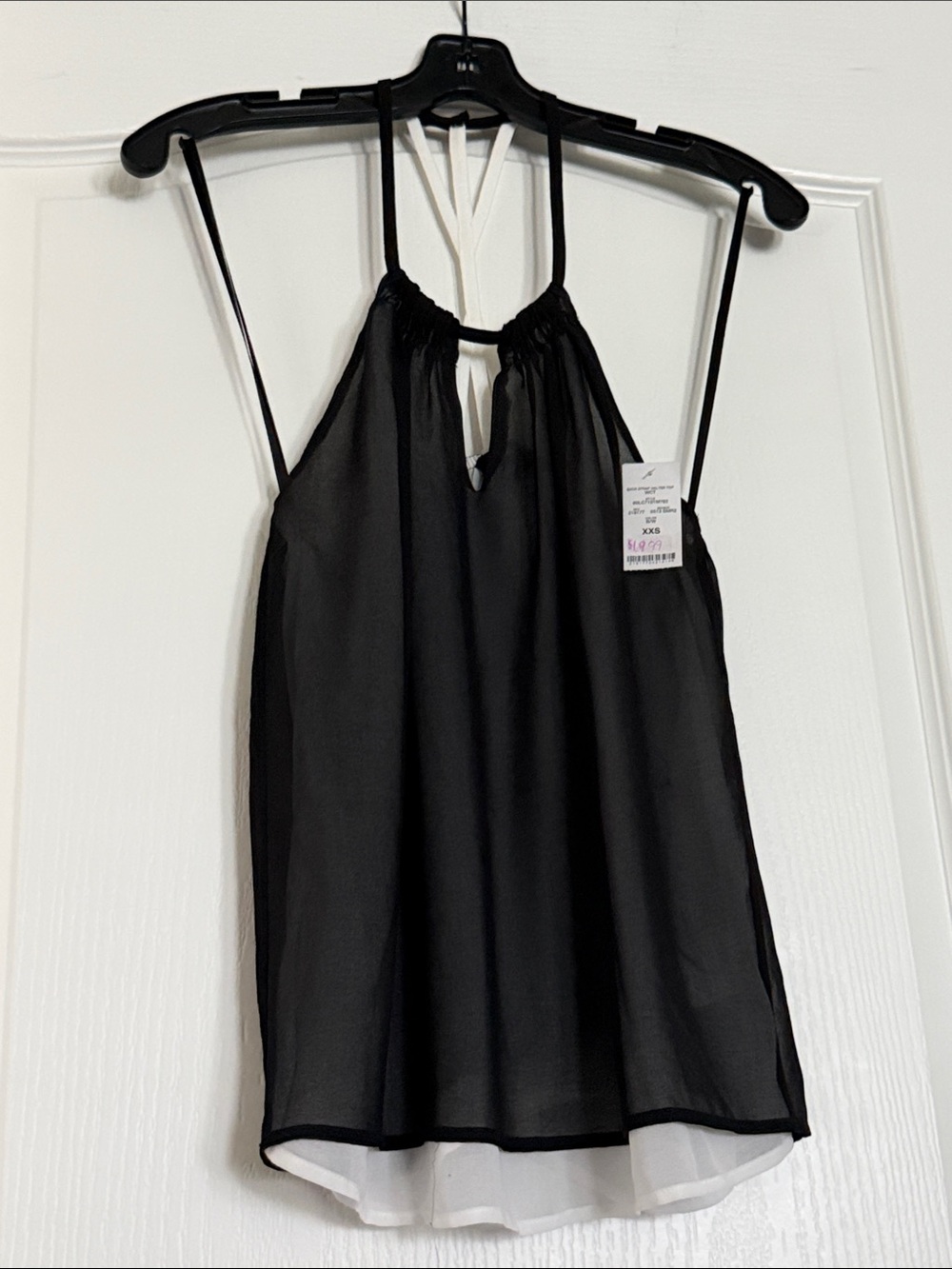 New bebe Black & White Layered Halter Cami Sz XXS.
